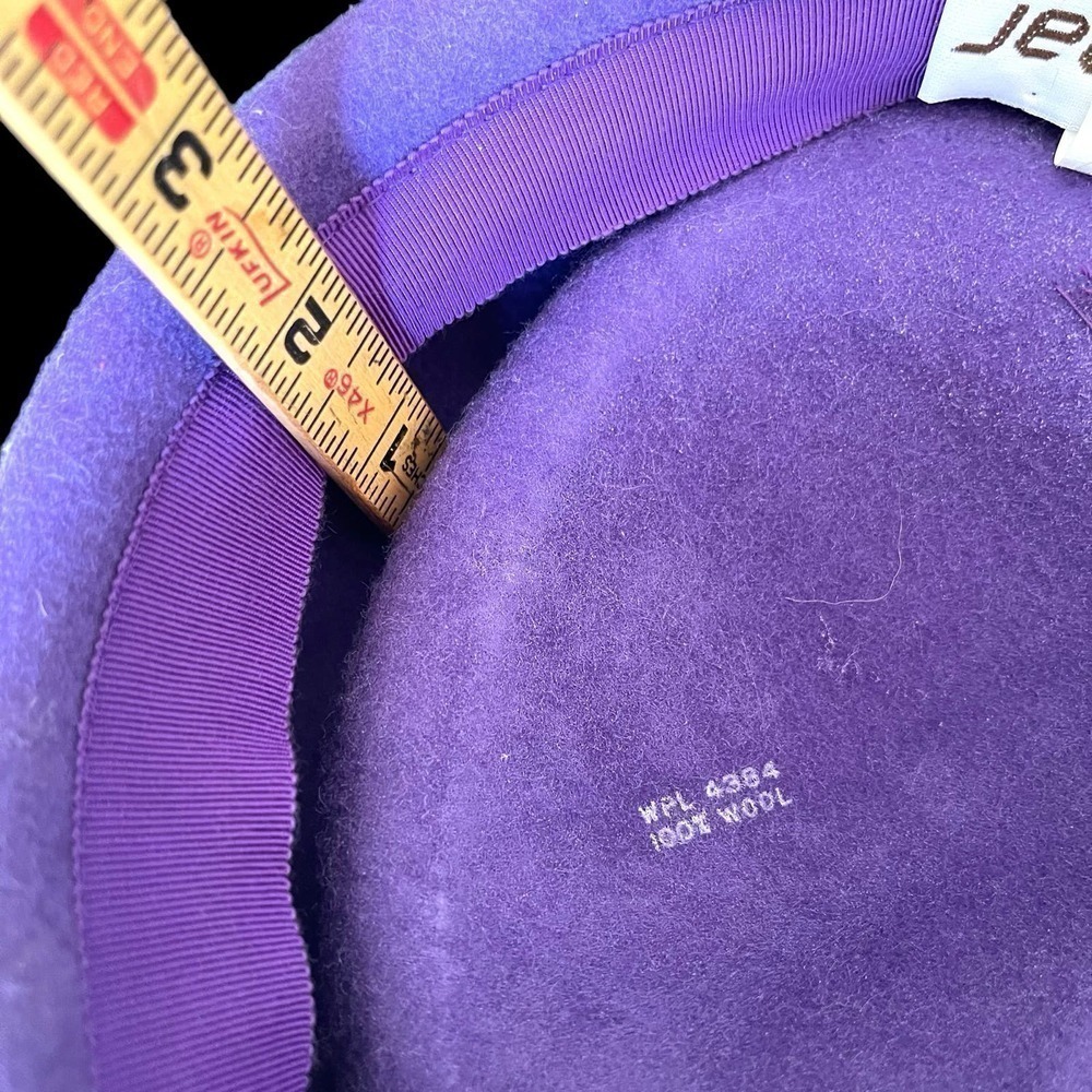 Vintage 1980s Wool Fascinator Hat Lilac Purple With Accordion Bow Original Veil - Picture 13 of 16